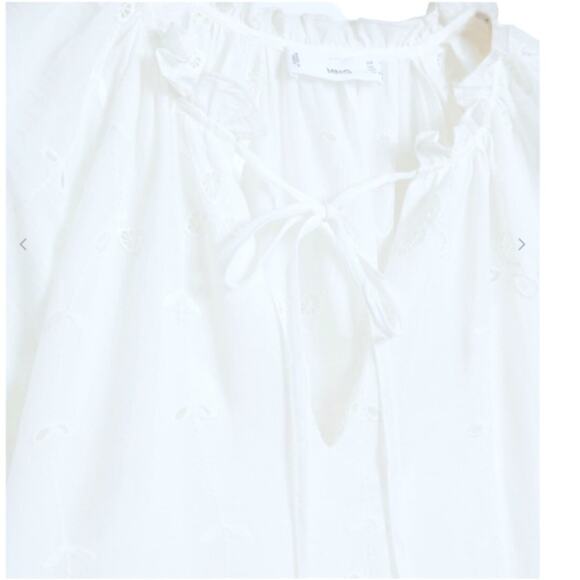 MANGO Open Work Detailed Eyelet Dress White Size M - Picture 11 of 13